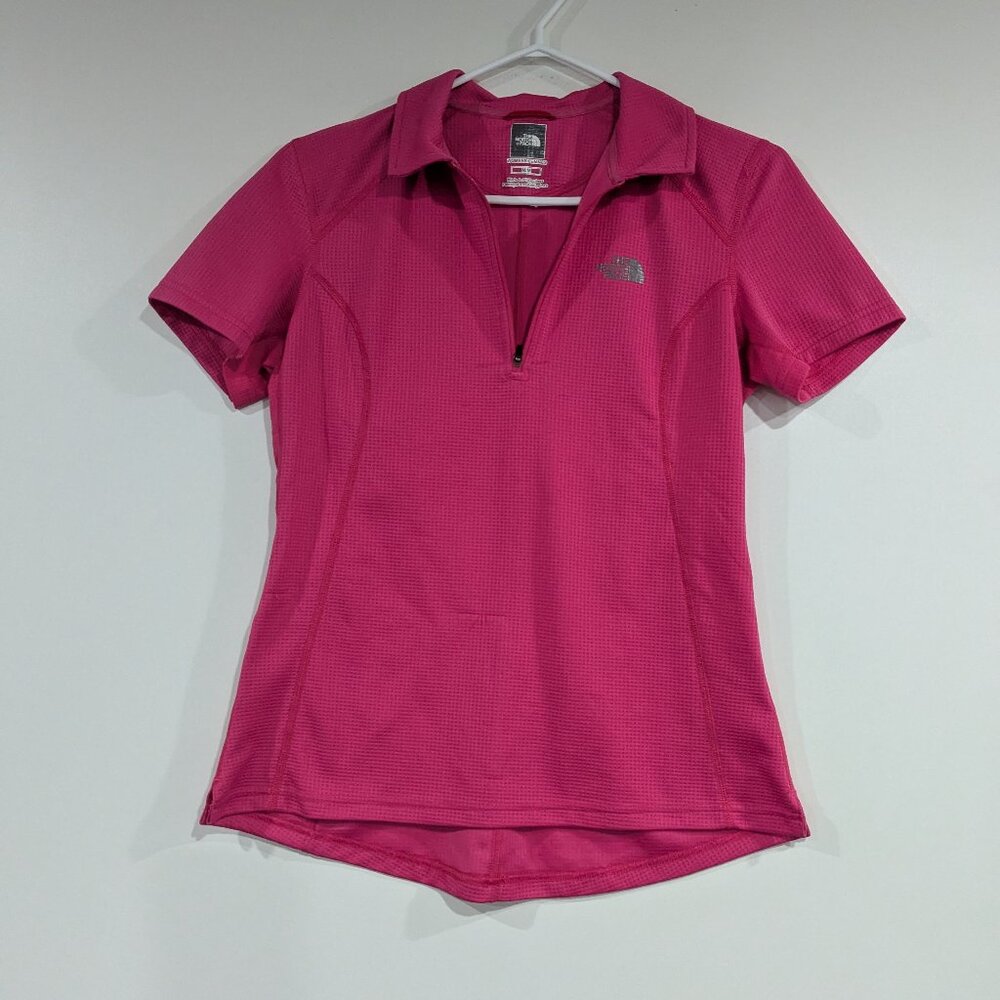 *3/$10* The North Face Quarter Zip Short Sleeve Polo Fuchsia Pink Size Medium